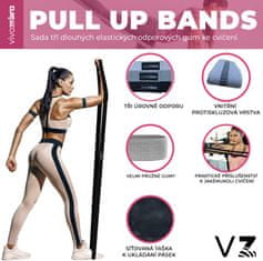 VivoVita Pull Up Bands – Sada tří dlouhých elastických odporových gum ke cvičení