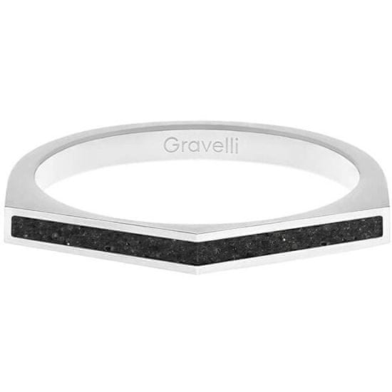 Gravelli Ocelový prsten s betonem Two Side ocelová/antracitová GJRWSSA122