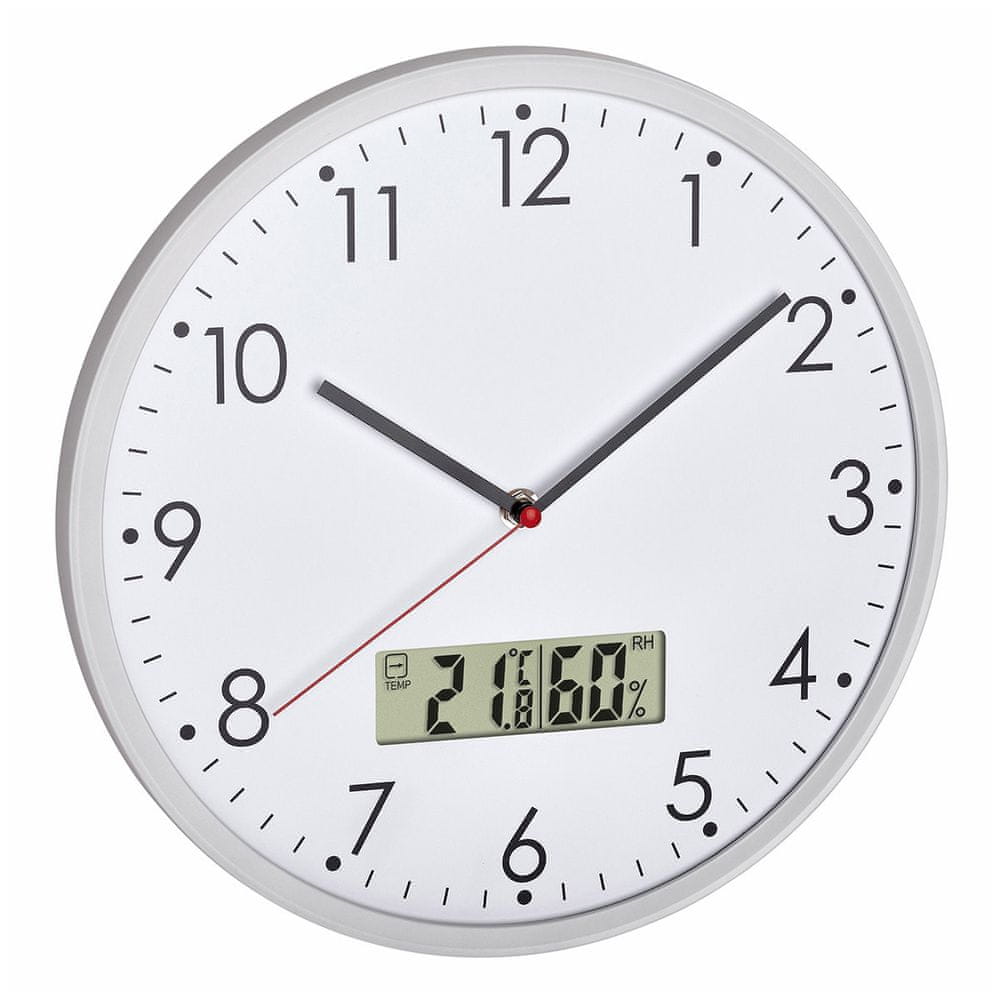 Levně TFA 60.3048.02 - Analogové nástěnné hodiny s digitálním teploměrem a vlhkoměrem