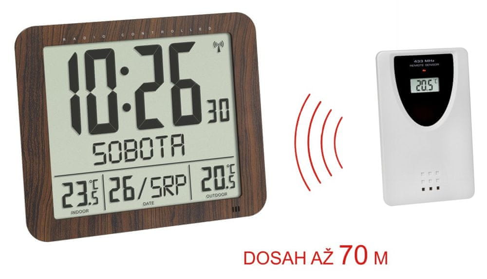 Levně TFA 60.4518.08 - nástěnné hodiny DCF s venkovním čidlem teploty a s českým dnem v týdnu