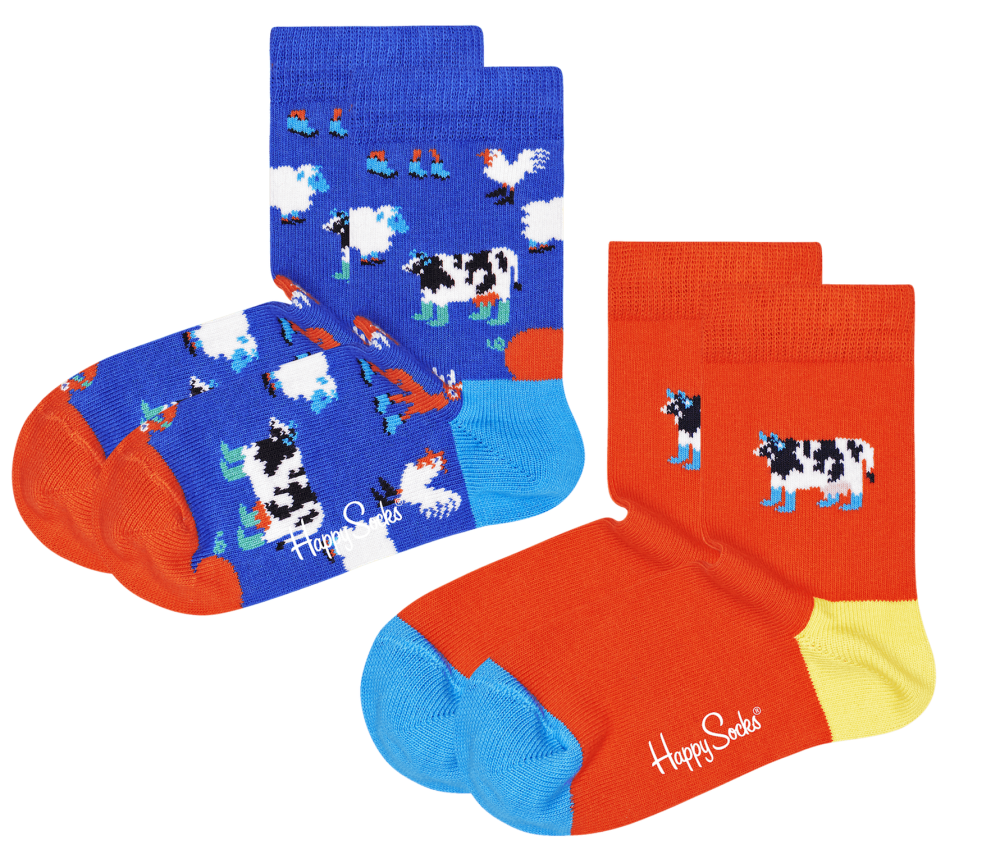 Happy Socks 2pack dětské ponožky Kids Farmlife Socks 28 - 31 vícebarevná