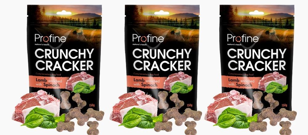 Profine Dog Crunchy Cracker Lamb enriched with Spinach 3 x 150 g