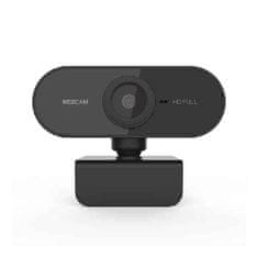 Netscroll Full HD webová kamera s vysoce kvalitním mikrofonem pro snížení šumu a automatickou korekcí, USB zásuvka, otočný podstavec o 360°, pro stolní a přenosné počítače, videohovory a hry, WebStar
