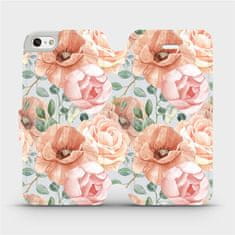 Mobiwear Flip pouzdro na mobil Apple iPhone SE / iPhone 5 / iPhone 5S - MP02S Pastelové květy