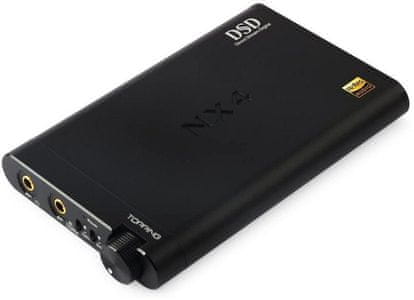 sluchátkový zesilovač topping nx4dsd microUSB dac input 2400mah baterie výdrž 28 h nastavitelné basy využitelný jako externí zvuková karta 
