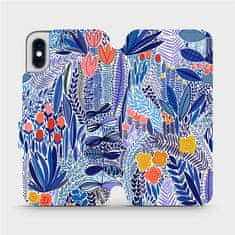 Mobiwear Flip pouzdro na mobil Apple iPhone XS - MP03P Modrá květena