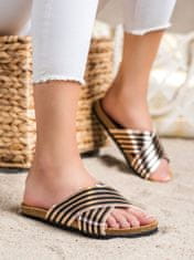 Amiatex Praktické dámské zlaté nazouváky bez podpatku + Ponožky Gatta Calzino Strech, odstíny žluté a zlaté, 36