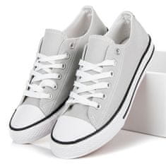 Amiatex Klasické šedé tenisky v retro designu + Ponožky Gatta Calzino Strech, odstíny šedé a stříbrné, 38