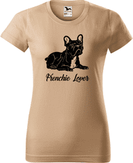 Hobbytriko Dámské tričko s buldočkem - Frenchie Lover Barva: Béžová (51), Velikost: L