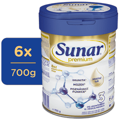 Sunar Premium 3, batolecí mléko, 6x 700g