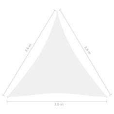 Greatstore Stínící plachta oxfordská látka trojúhelník 3,6x3,6x3,6 m bílá