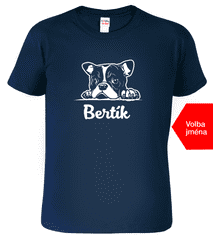 Hobbytriko Dětské tričko s buldočkem a jménem - Bertík Barva: Námořní modrá (02), Velikost: 4 roky / 110 cm