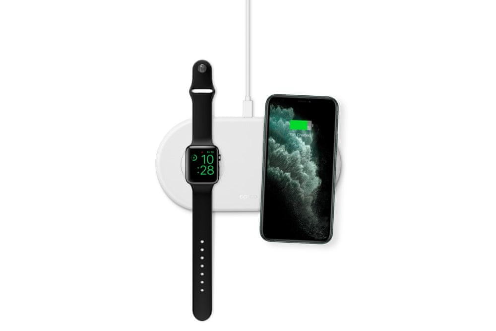Epico vezeték nélküli töltő Apple Watch és iPhone eszközökhöz adapterrel a csomagban, (9915101100075), fehér