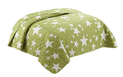 Bavlissimo Přehoz na postel prošívaný hvězdy zelená 200 x 240 cm