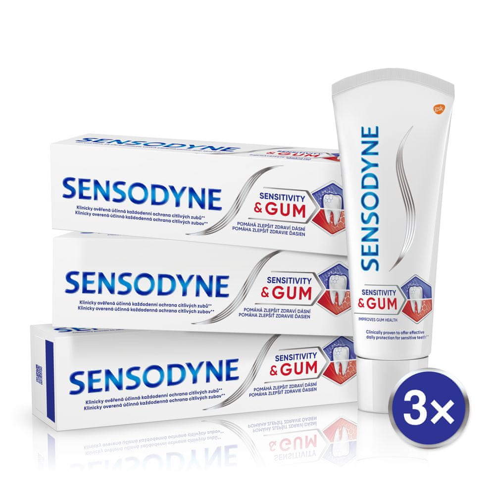 Levně Sensodyne Sensitivity&Gum zubní pasta 3x 75 ml