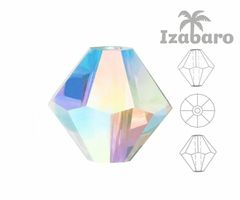 Izabaro 50ks crystal crystal ab 001ab bikone skleněné