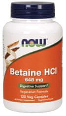 NOW Foods Betaine HCl, vegetariánský, 648 mg, 120 rostlinných kapslí