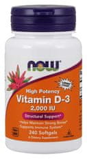 NOW Foods Vitamin D3, 2000 IU, 240 softgel kapslí