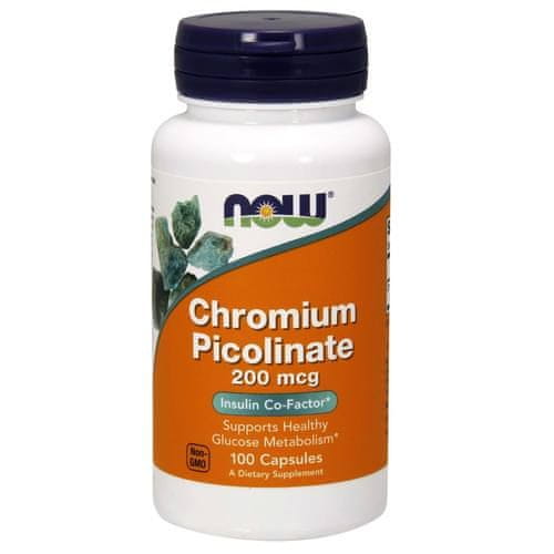 NOW Foods Chromium Picolinate, 200 mcg, 100 rostlinných kapslí