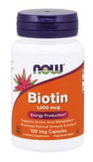 NOW Foods Biotin, 1000 ug, 100 rostlinných kapslí