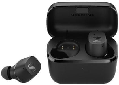 moderní přenosná špuntová bezdrátová Bluetooth sluchátka sennheiser true wireless odolná vodě a potu špunty pohodlné mikrofony mems handsfree funkce dotykové ovládání