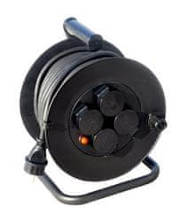 Solight PB33 prodlužovací přívod na bubnu, 4 zásuvky, venkovní, 25m gumový kabel, 3x 1,5mm2, IP44