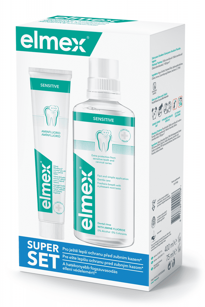 Levně Elmex Sensitive Protection Pack - ústní voda 400ml + zubní pasta 75ml