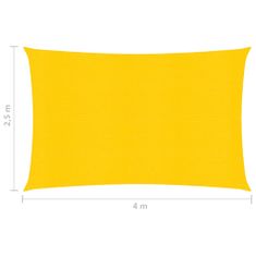 shumee Stínící plachta 160 g/m2 žlutá 2,5 x 4 m HDPE