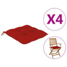 Vidaxl Podušky na židle 4 ks 40 x 40 x 7 cm červené