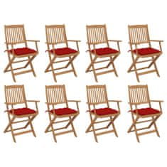 Greatstore Skládací zahradní židle s poduškami 8 ks masivní akáciové dřevo