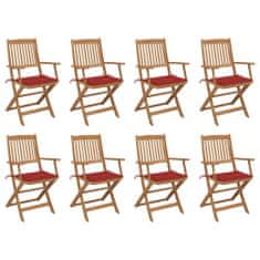 Greatstore Skládací zahradní židle s poduškami 8 ks masivní akáciové dřevo