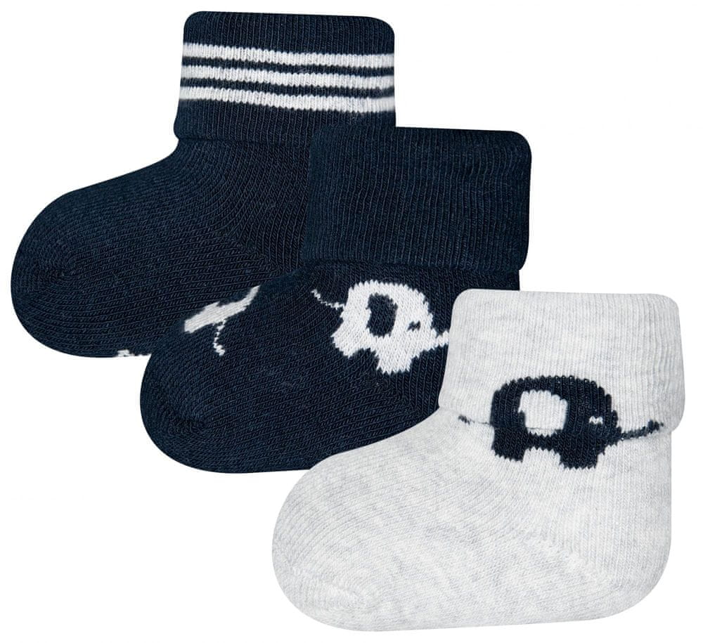 EWERS dětský tmavě modrý 3pack kojeneckých ponožek z organické bavlny 205188