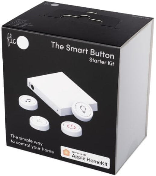 Flic 2 Starter Kit – 4x chytré Bluetooth tlačítko, Hub LR, síťový adaptér, nálepky