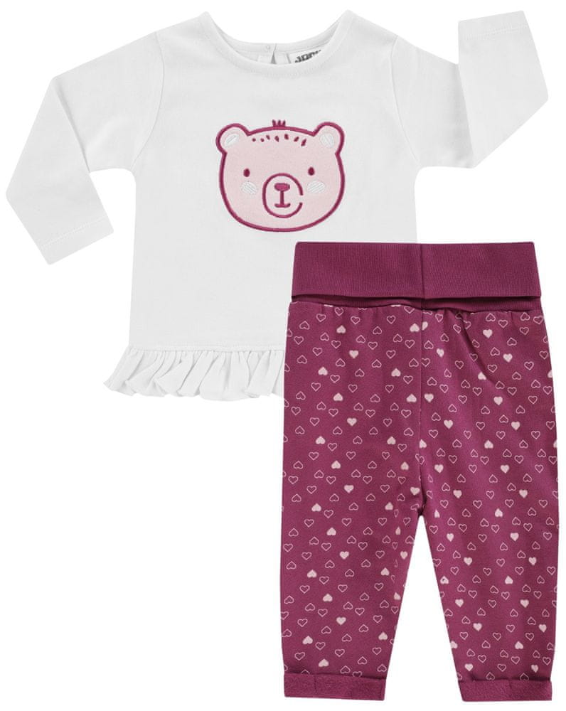 JACKY dívčí set trička s kalhotami Lovely Bear z organické bavlny 3321160 74 bílá