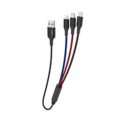 DUDAO L10Pro 3in1 kabel USB - Lightning / USB-C / Micro USB 5A 38cm, bílý
