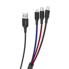DUDAO L10Pro 3in1 kabel USB - Lightning / USB-C / Micro USB 5A 38cm, bílý