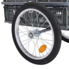 Greatstore Přívěsný vozík za kolo se skládacím boxem 50 l šedý 150 kg