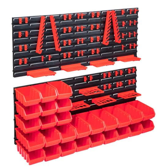 Vidaxl 103dílná sada skladovacích zásobníků nástěnné díly červenočerná