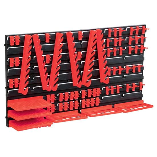 Vidaxl 71dílná sada skladovacích zásobníků s panely červenočerná