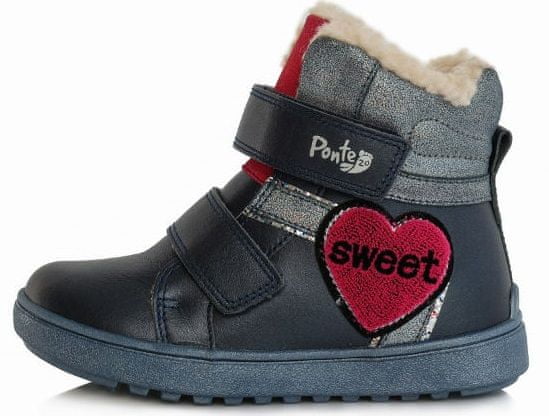 Ponte 20 dívčí kožená zimní kotníčková obuv PV221-DA06-1-222 32 tmavě šedá - zánovní