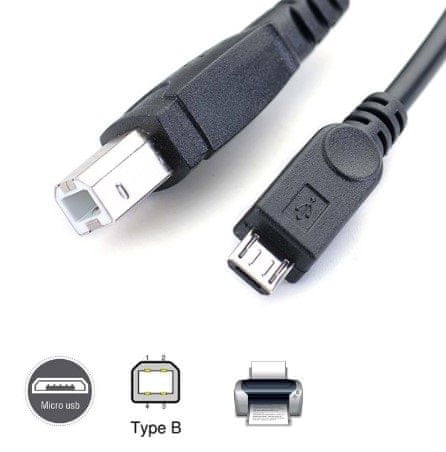 W-STAR W-Star Redukce kabel USB micro male na USB/B 1,8m černá tiskárny, skenery, USBMICROT