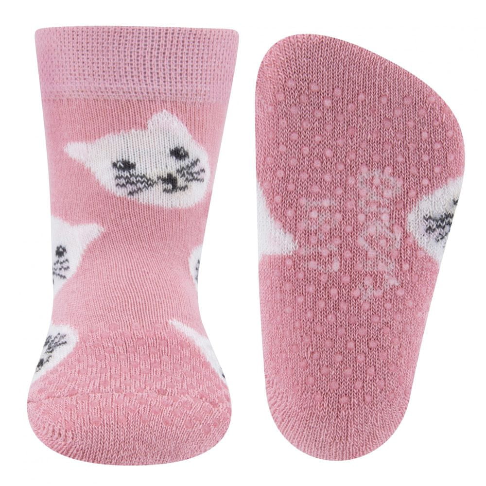 EWERS dívčí protiskluzové ponožky ABS s kočičkou 225073_1 16-17 růžová