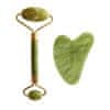 Masážní váleček a destička Guasha zelený xiuyan jadeit (Light Green Xiuyan Jade Roller & Gua Sha Set