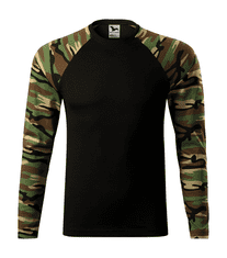 Pánské tričko s dlouhým rukávem Camouflage Malfini, Velikost XS, Barva Kamufláž zelená