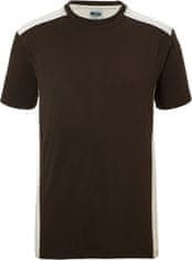James & Nicholson Pánské pracovní tričko s kontrastem, Velikost L, Barva Hnědá