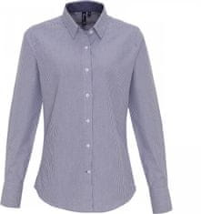 Premier Dámská proužkovaná košile s kontrastem Oxford classic fit Easy Care Premier Stripes, Velikost M, Barva Tmavě modrá Navy