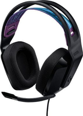 Logitech G335, fekete (981-000978) professzionális gamer fejhallgató, lehajtható mikrofon discord, vezetékes, PC, konzol, telefon, zene, játékok