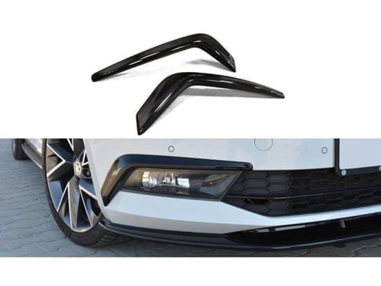 Maxton Design rámečky předního nárazníku pro Škoda Superb Mk3, černý lesklý plast ABS