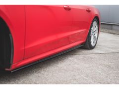 Maxton Design difuzory pod boční prahy pro Audi A7 C8, černý lesklý plast ABS, S-Line