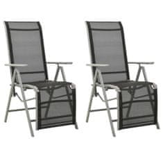 Vidaxl Polohovací zahradní židle 2 ks textilen a hliník stříbrné